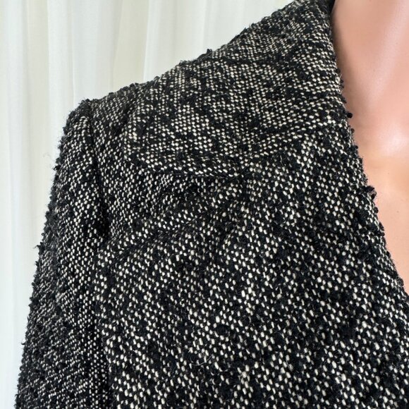 Jessica Simpson Boucle Wool Blend Fit Flare Bell Sleeve Coat Jacket Sz MD Black - Picture 15 of 17